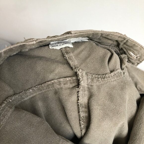 Zara Love Trf XX Cargo Khaki Green Capri Drawstring Jean 100% Cotton Women Sz 4 - Picture 3 of 16